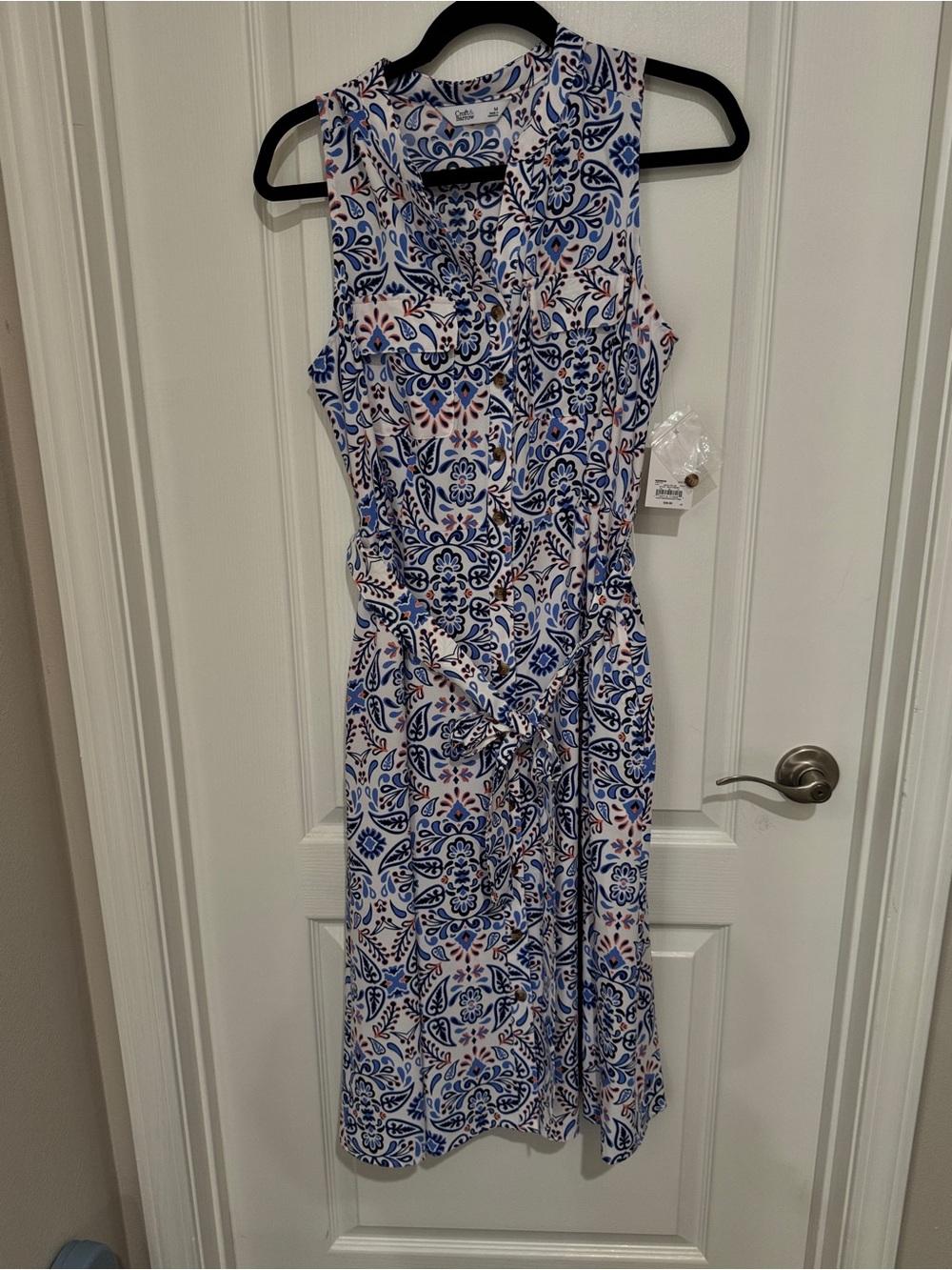 NWT Croft & Barrow Sleeveless Tie-Waist Midi Dress